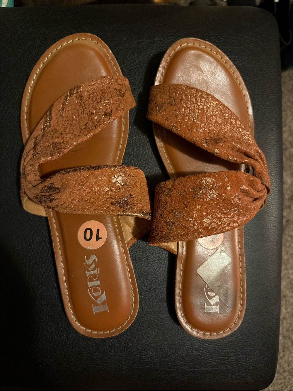 Kork-Ease Women's Rust Brown Knotted Slide Sandals